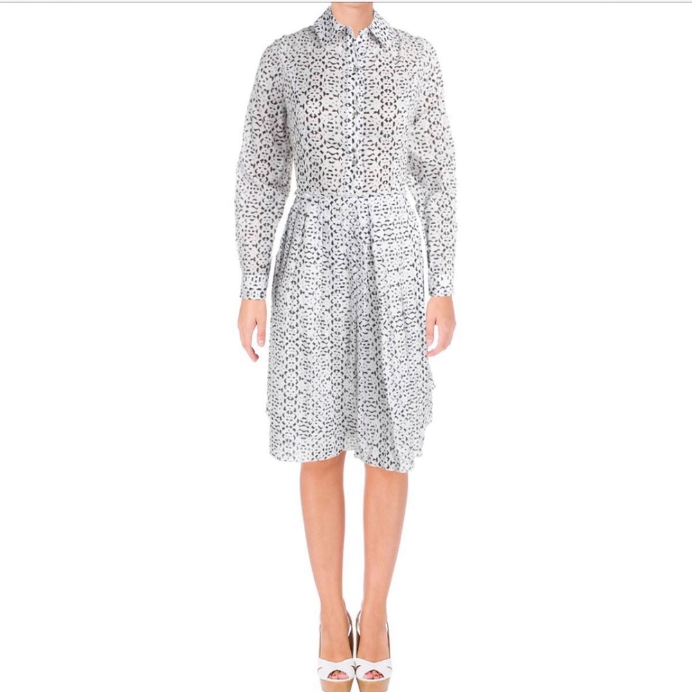 Ivanka Trump Womens Printed Fit & Flare Shirt Dress